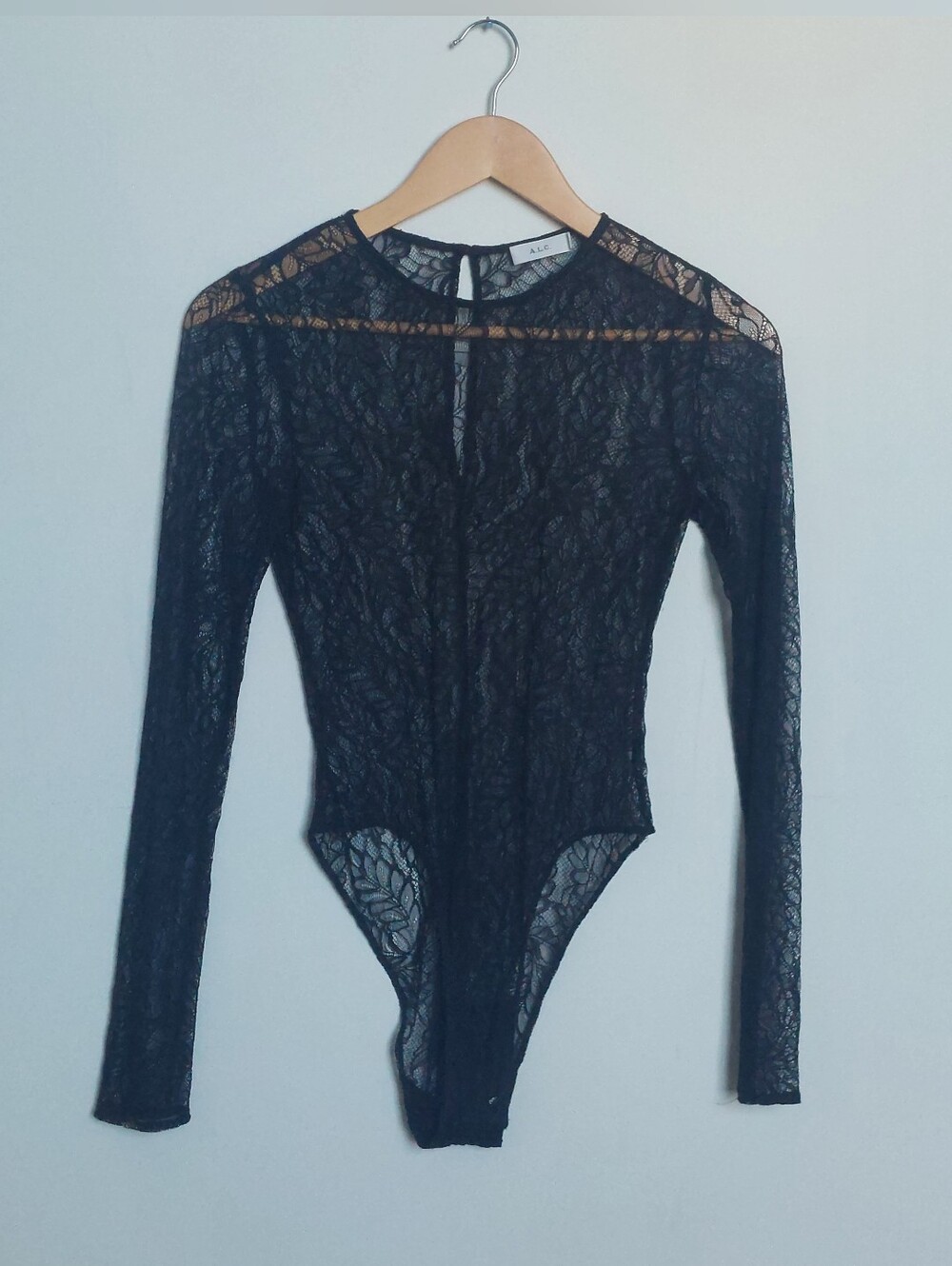 A.L.C. Black Floral Lace Long Sleeve Bodysuit – Size 2